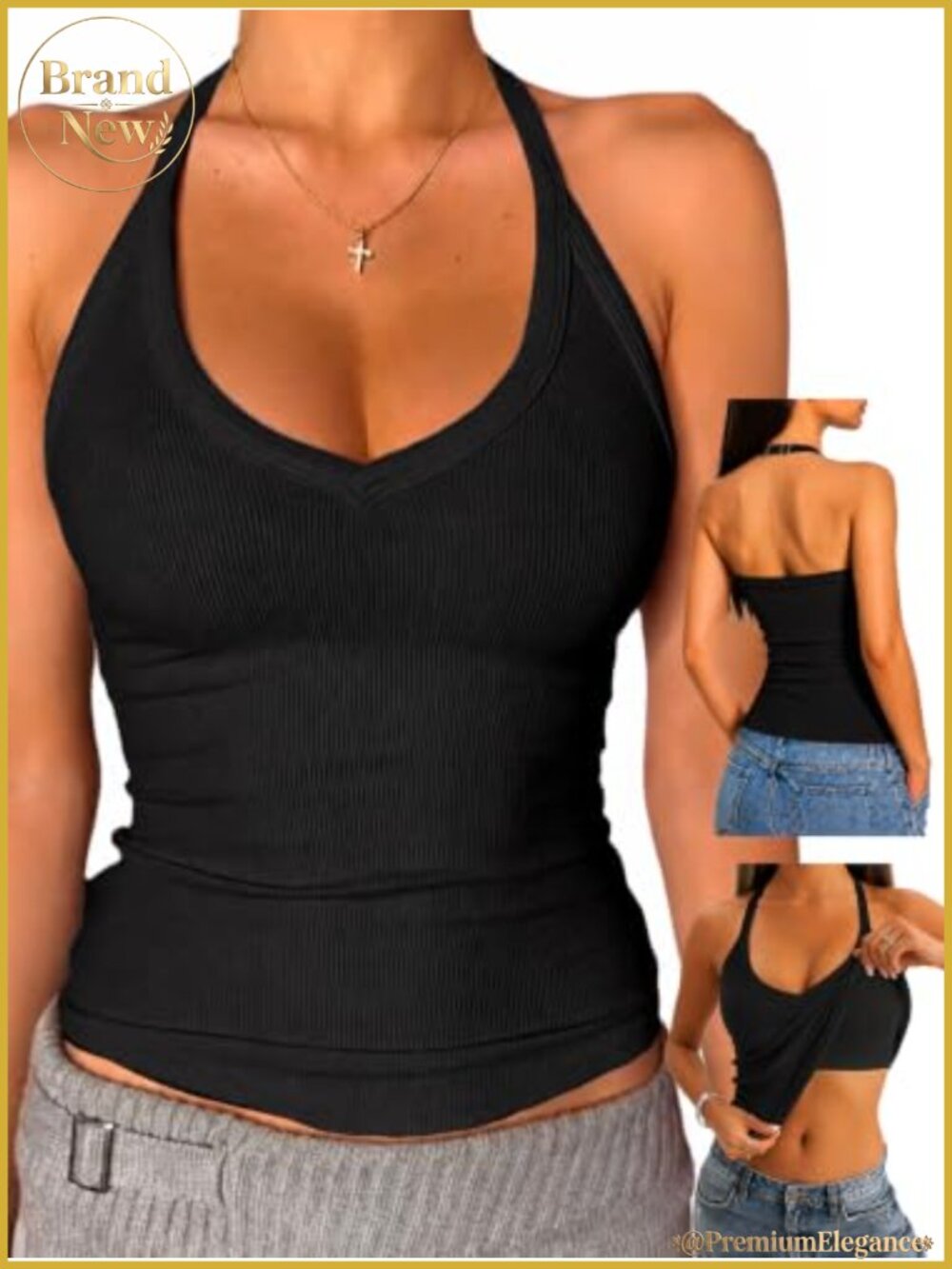 Women's Halter Tank Top with Built in Bra Racerback Sleeveless Cami